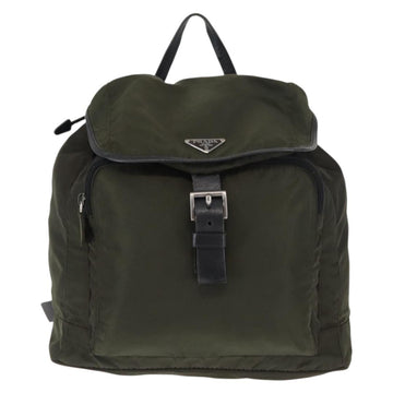 PRADA Backpack Nylon Khaki Silver Auth 141801 - 0