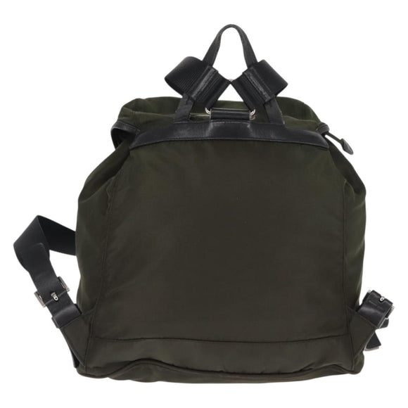 PRADA Backpack Nylon Khaki Silver Auth 141801