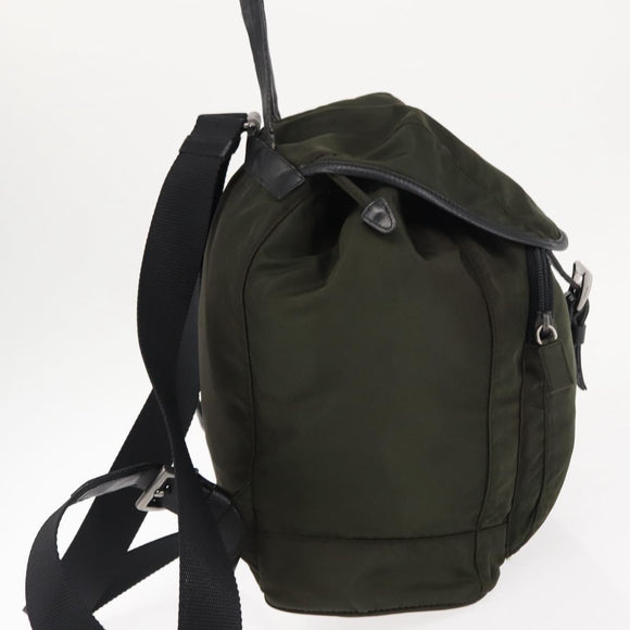 PRADA Backpack Nylon Khaki Silver Auth 141801