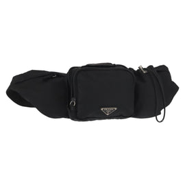 PRADA Waist bag Nylon Black Silver Auth 141803