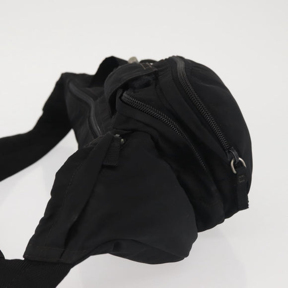 PRADA Waist bag Nylon Black Silver Auth 141803