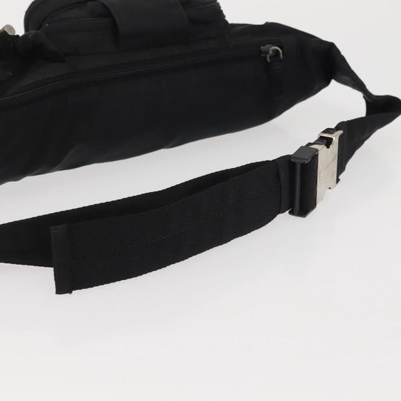 PRADA Waist bag Nylon Black Silver Auth 141803
