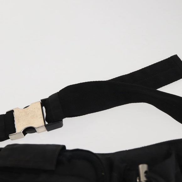 PRADA Waist bag Nylon Black Silver Auth 141803