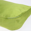 PRADA Accessory Pouch Satin Silver Light green Auth 141804-17