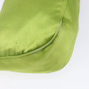 PRADA Accessory Pouch Satin Silver Light green Auth 141804-18