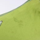 PRADA Accessory Pouch Satin Silver Light green Auth 141804-9
