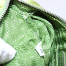 PRADA Accessory Pouch Satin Silver Light green Auth 141804-11