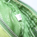 PRADA Accessory Pouch Satin Silver Light green Auth 141804-12