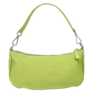 PRADA Accessory Pouch Satin Silver Light green Auth 141804 - 0