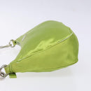 PRADA Accessory Pouch Satin Silver Light green Auth 141804-4