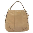 PRADA Shoulder Bag Leather Beige Gold Auth 141810-1