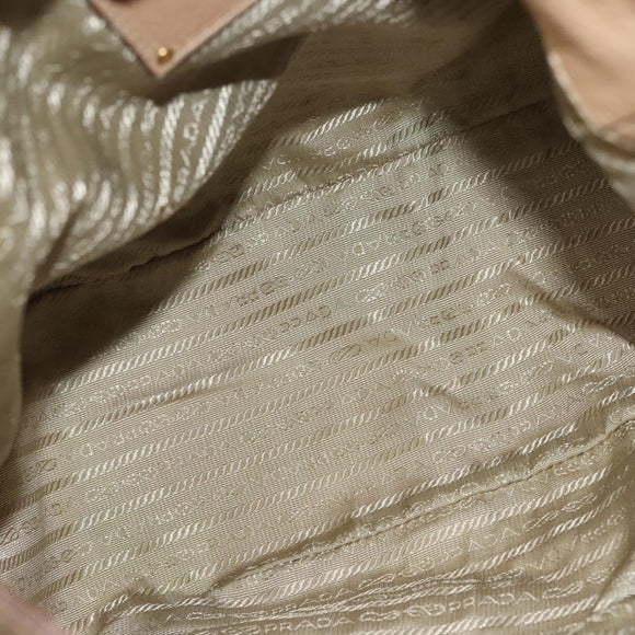 PRADA Shoulder Bag Leather Beige Gold Auth 141810