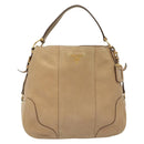 PRADA Shoulder Bag Leather Beige Gold Auth 141810-2
