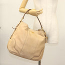 PRADA Shoulder Bag Leather Beige Gold Auth 141810-22