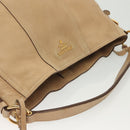 PRADA Shoulder Bag Leather Beige Gold Auth 141810-6