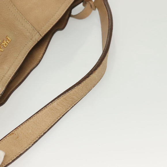 PRADA Shoulder Bag Leather Beige Gold Auth 141810