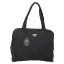 PRADA Hand Bag Nylon Black Gold Auth 141813-1