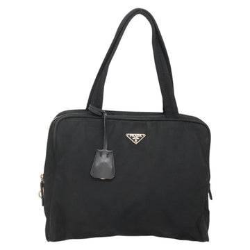 PRADA Hand Bag Nylon Black Gold Auth 141813