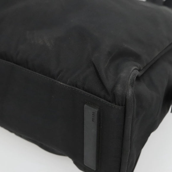 PRADA Hand Bag Nylon Black Gold Auth 141813