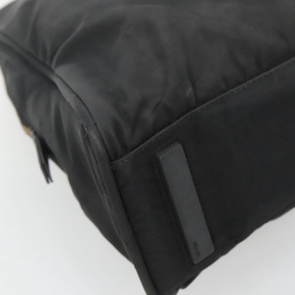 PRADA Hand Bag Nylon Black Gold Auth 141813