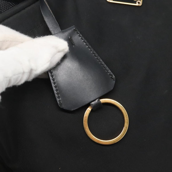 PRADA Hand Bag Nylon Black Gold Auth 141813
