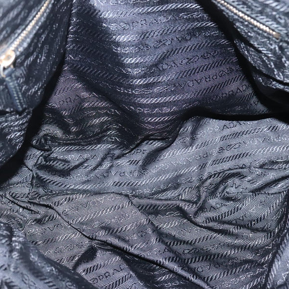 PRADA Hand Bag Nylon Black Gold Auth 141813