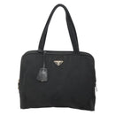 PRADA Hand Bag Nylon Black Gold Auth 141813-13