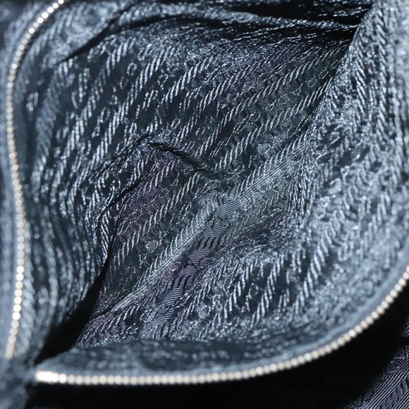 PRADA Hand Bag Nylon Black Gold Auth 141813