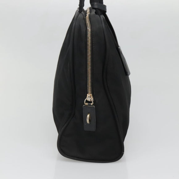 PRADA Hand Bag Nylon Black Gold Auth 141813