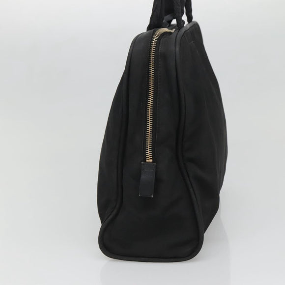 PRADA Hand Bag Nylon Black Gold Auth 141813