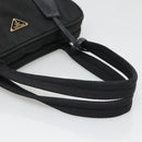 PRADA Hand Bag Nylon Black Gold Auth 141813-7