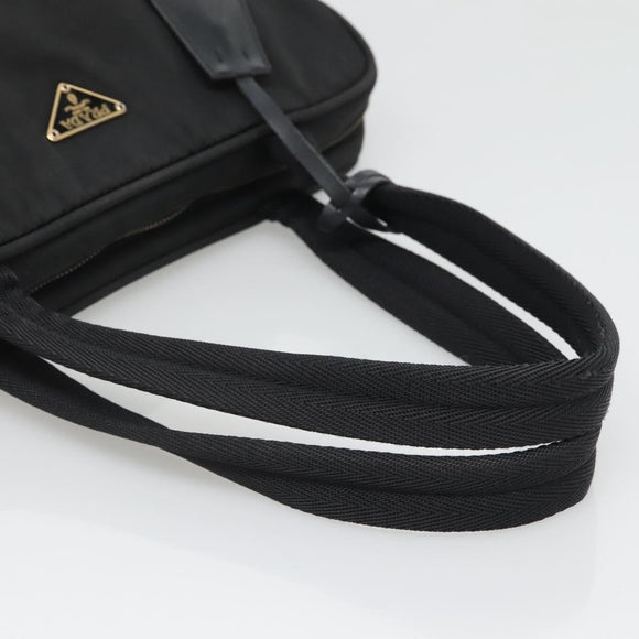 PRADA Hand Bag Nylon Black Gold Auth 141813