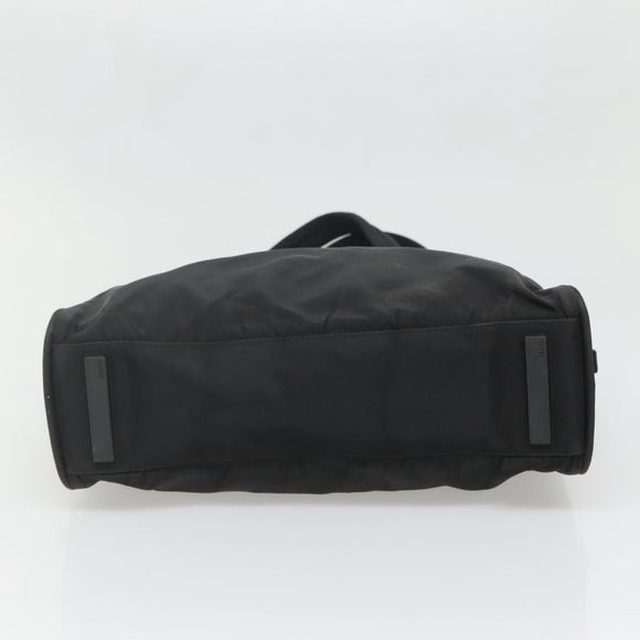 PRADA Hand Bag Nylon Black Gold Auth 141813
