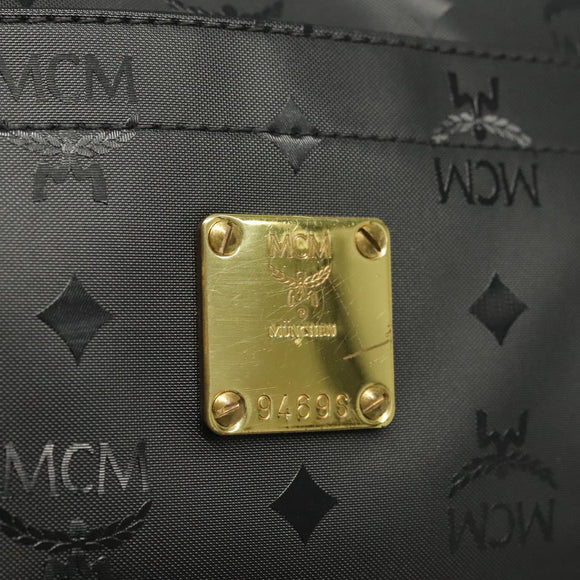 MCM Vicetos Logogram Shoulder Bag PVC Leather Black Gold Auth 141816