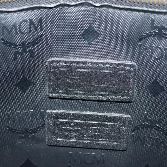 MCM Vicetos Logogram Shoulder Bag PVC Leather Black Gold Auth 141816