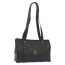 MCM Vicetos Logogram Shoulder Bag PVC Leather Black Gold Auth 141816-1