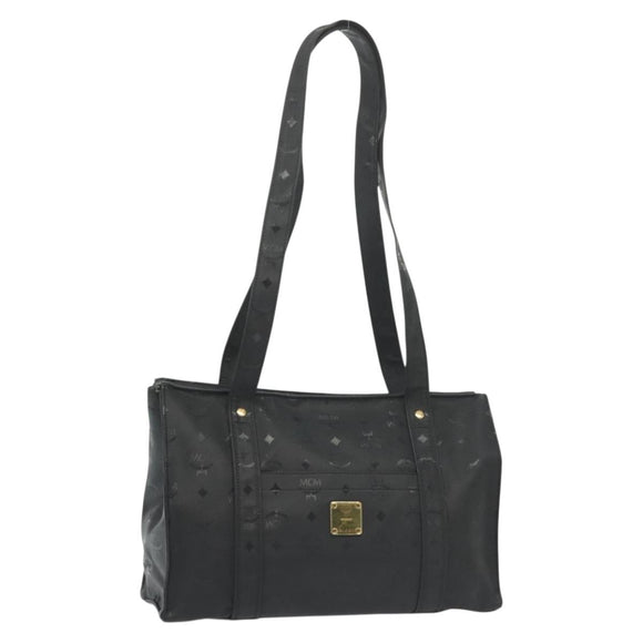 MCM Vicetos Logogram Shoulder Bag PVC Leather Black Gold Auth 141816