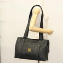 MCM Vicetos Logogram Shoulder Bag PVC Leather Black Gold Auth 141816-21