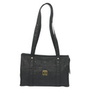MCM Vicetos Logogram Shoulder Bag PVC Leather Black Gold Auth 141816-13