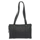 MCM Vicetos Logogram Shoulder Bag PVC Leather Black Gold Auth 141816-2
