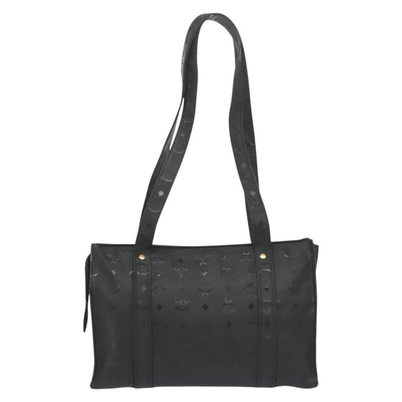 MCM Vicetos Logogram Shoulder Bag PVC Leather Black Gold Auth 141816