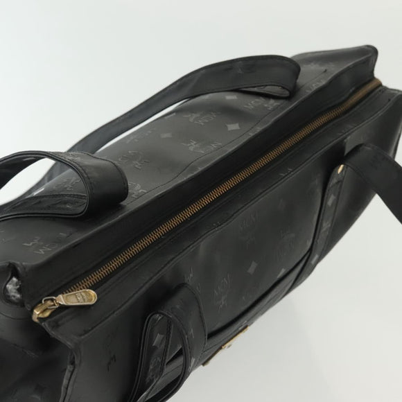 MCM Vicetos Logogram Shoulder Bag PVC Leather Black Gold Auth 141816
