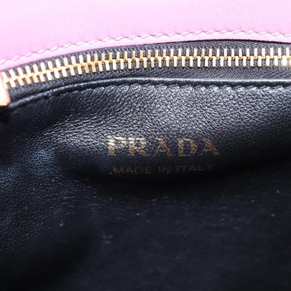 PRADA Bell Hand Bag Leather 2way Pink Gold Auth 141818M