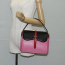 PRADA Bell Hand Bag Leather 2way Pink Gold Auth 141818M-27