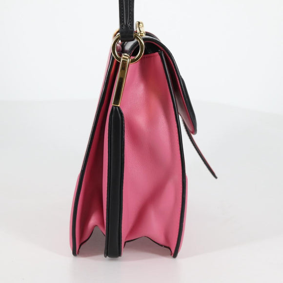 PRADA Bell Hand Bag Leather 2way Pink Gold Auth 141818M