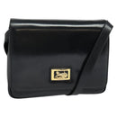 CELINE Horse Carriage Shoulder Bag Leather Navy Gold Auth 141819-1