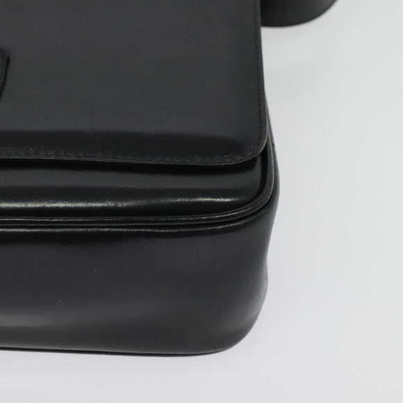 CELINE Horse Carriage Shoulder Bag Leather Navy Gold Auth 141819