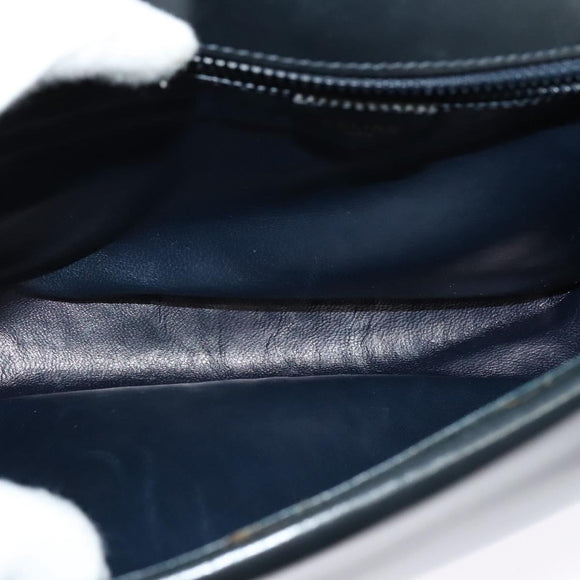 CELINE Horse Carriage Shoulder Bag Leather Navy Gold Auth 141819