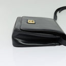 CELINE Horse Carriage Shoulder Bag Leather Navy Gold Auth 141819-4