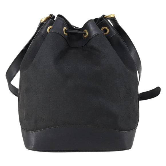 GUCCI GG Canvas Shoulder Bag Black Gold 001 2854 1627 Auth 141820